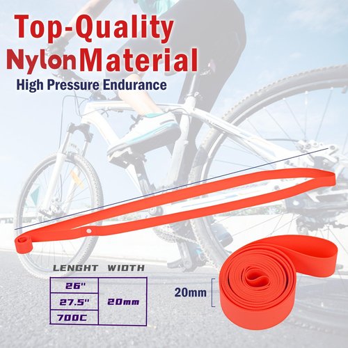 WINDIR 4 Pack Bicycle Rim Liner Strips, Nylon 700C/29''/26''/27.5''/24''/20'' Bike Tire Liner Tape, Quality Tape Inner Tube Cushion Puncture for Mountain and Road Bikes 700C/29''x20mm