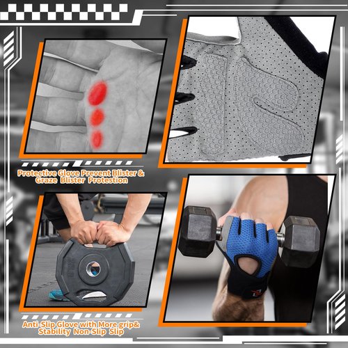 Fourluoo 3 Pack Breathable Workout Gloves Weight Lifting Gloves for Men and Women Full Palm Protection, Grip for Gym, Cycling, Exercise, Pull-ups, Climbing, Rowing, and Fitness Training(Dark Style)