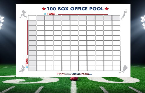 Zieglerworld Reusable 22 x 34 Football 100 Box Square Block Pool Poster for Super Football Games Plus 2 Point Conversion Decision Tree and Erasable Pen