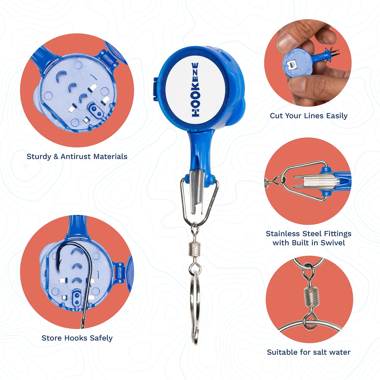 HOOK-EZE New All in One Nail Knot Tying Tool | Pack of 2 | Protect from Fish Hooks | Tie Fishing Knots Easily | Cool Gadgets | Ice & Fly Fishing Gifts & Accessories for Beginner Anglers - Blue