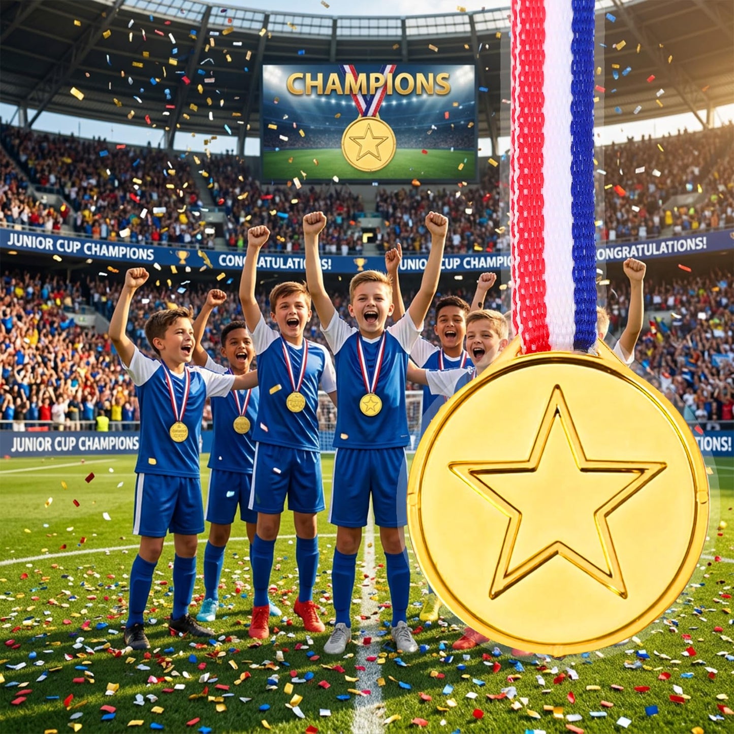 Nogeqi 30 Pieces Medals for Kids Gold Medals for Awards Plastic Winner Award Medal for Sports Competitions Games Party Gifts