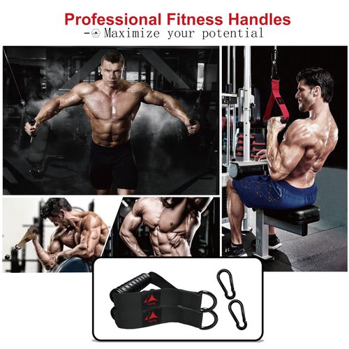 Vigoog Heavy Duty Gym Exercise Handles Attachment for Cable Machine,Resistance Band,Pulley System Fitness Workout Equipment, with Elastic Rubber Grip (Carbon Black XR)