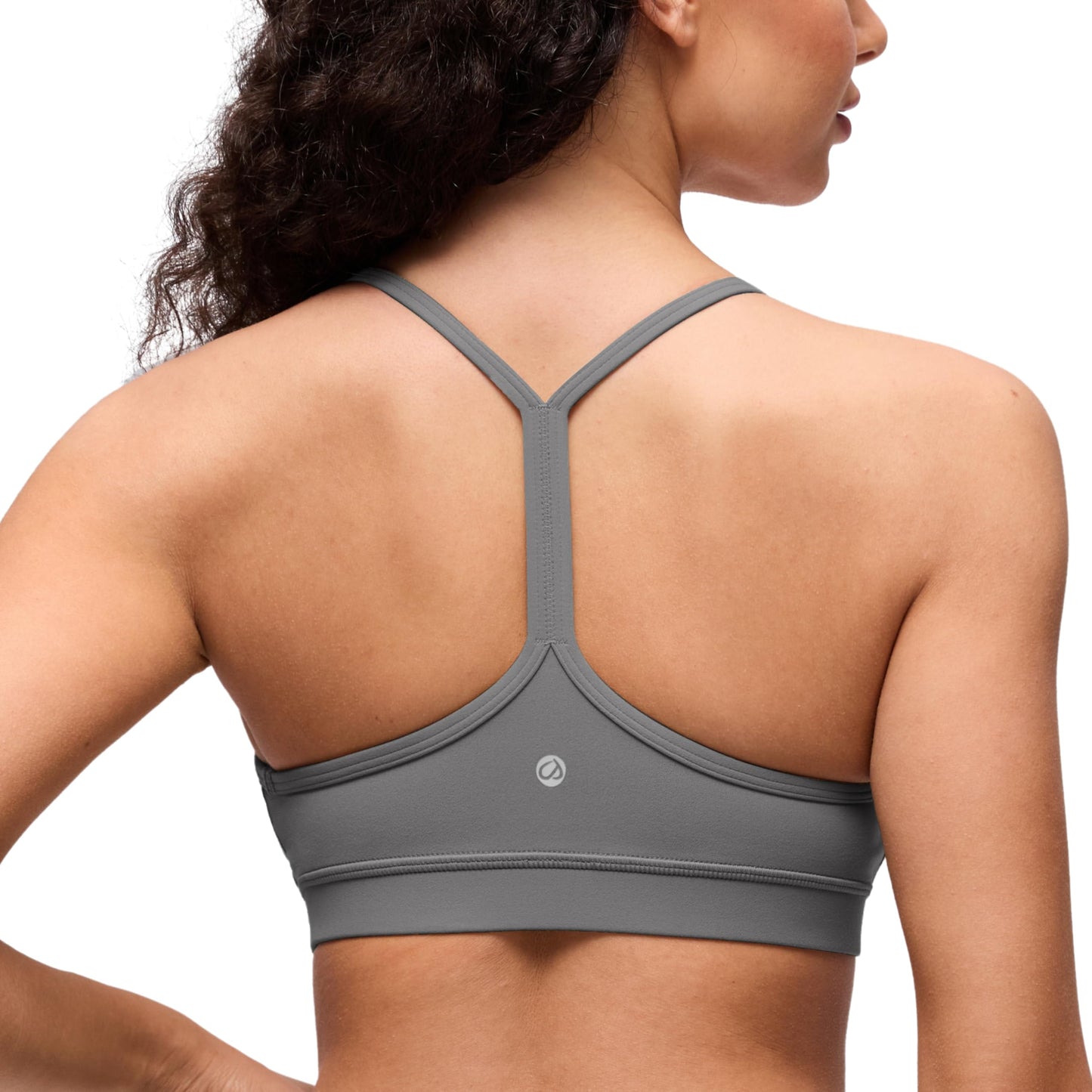 CRZ YOGA Butterluxe Y Back Sports Bras for Women - Padded Racerback Low Impact Spaghetti Thin Strap Workout Yoga Top White Apricot Medium