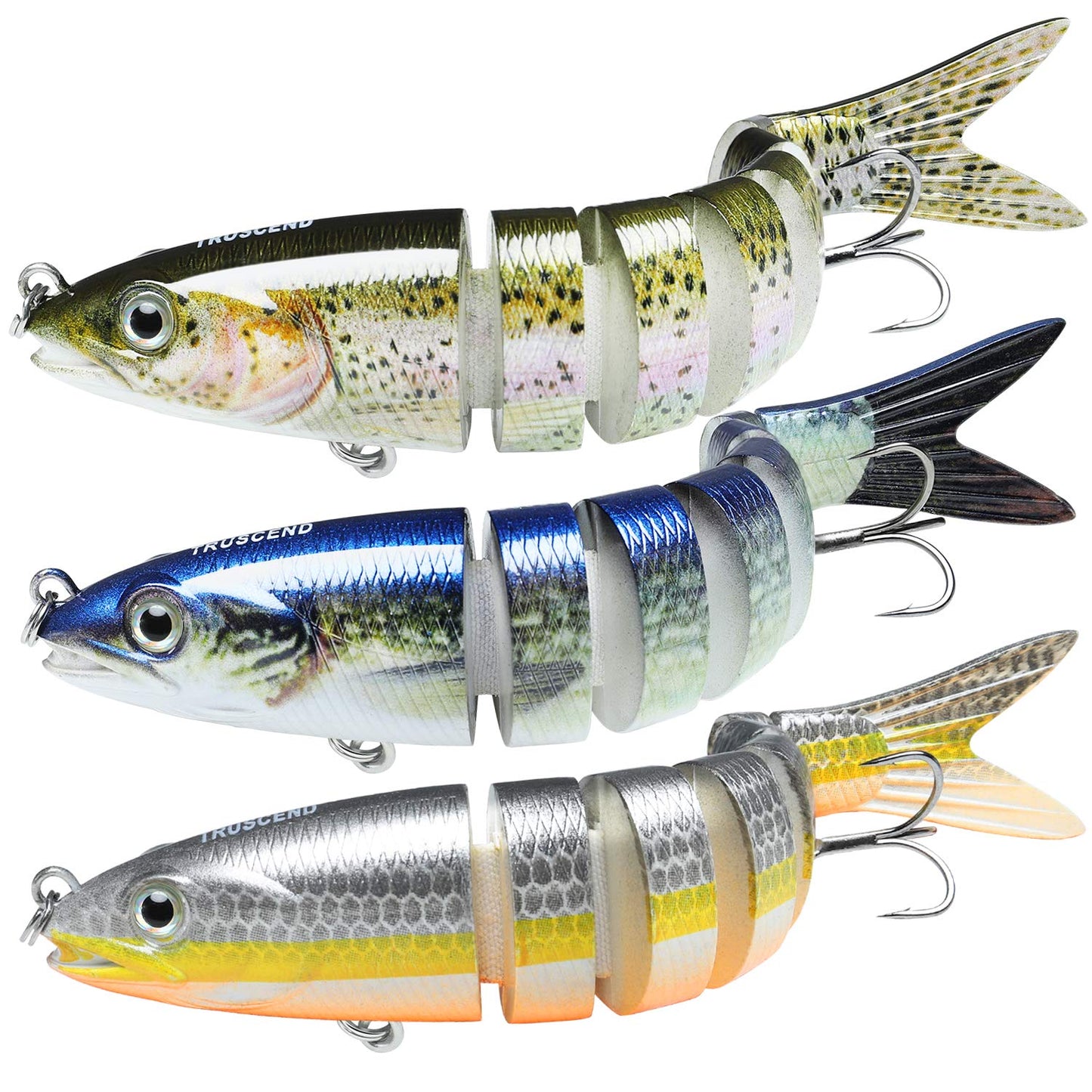 TRUSCEND Swimmax Fishing Lures with BKK Hook – Easy Catch: Wiggling, Vibrating, Rattling with Noise, Heavy-Duty Dyneema Fiber Joint, Jointed Swimbaits for Bass, Trout, Crappie, Family Fishing Plugs