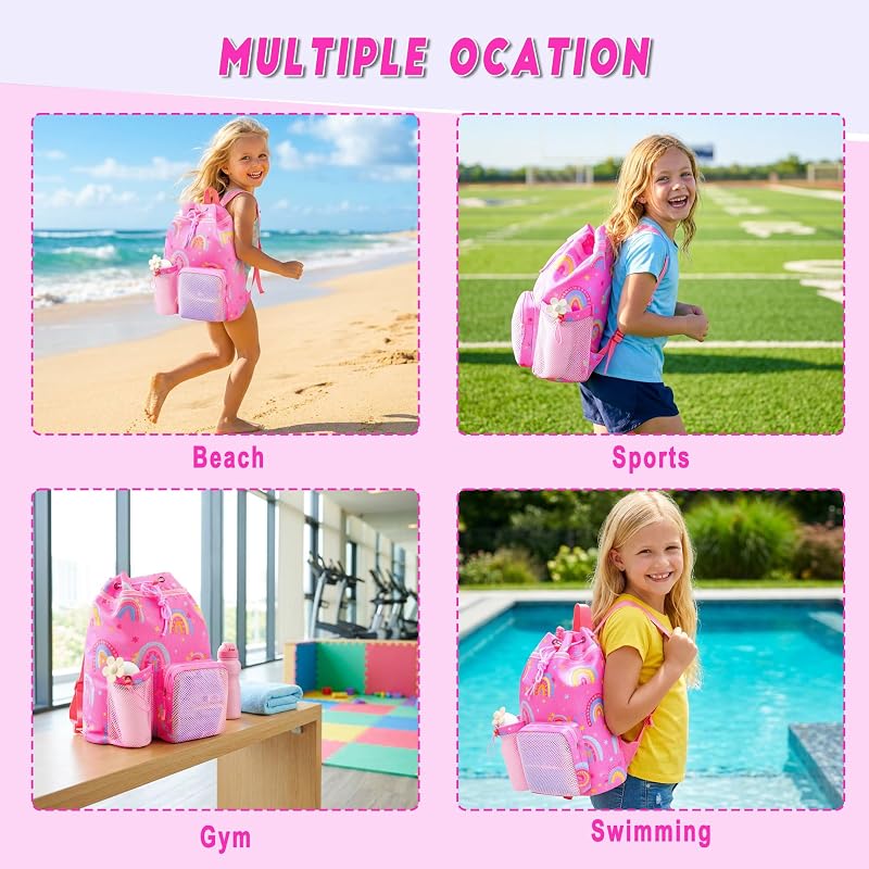 RLGPBON Kids Drawstring Bag Swim Bag for Kids - Beach Backpack, Lightweight, Color 6