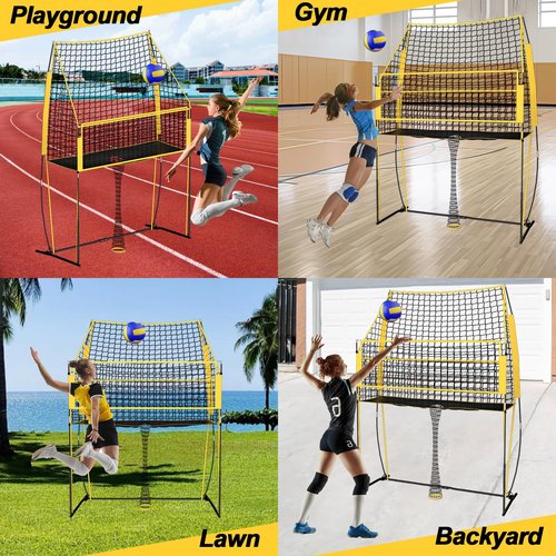 Volleyball Practice Net, Adjustable Heights Volleyball Training Net Station Improve Hit, Serve and Spike Skills Easy Assembly for Backyard Individual Team Practice