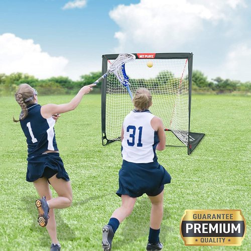 NET PLAYZ 4 x 4 x 4 Feet Lacrosse Goal Fast Install, Fiberglass Frame, Lightweight, Foldable, Portable, Carry Bag Included, Black,NOH445402021
