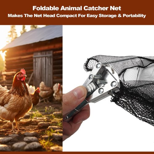 Smarkey Chicken Catching Net, Animal net with Extendable 46 Inch Stainless Steel Pole, Chicken Net for Chickens, Ducks, Birds Cats, Dogs，Fishnet, Chicken Catcher for Poultry Supplies