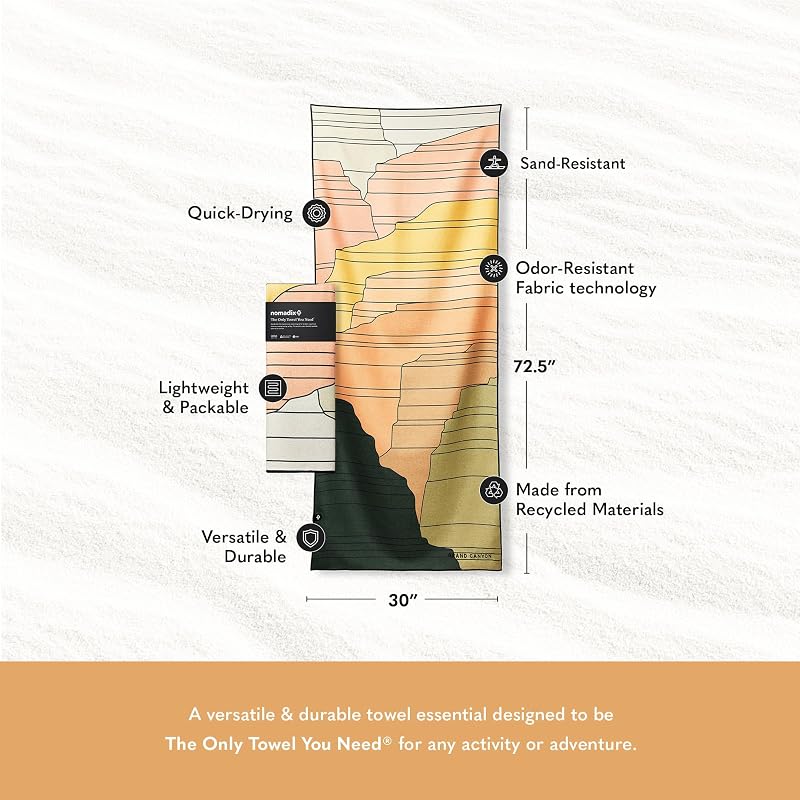 Nomadix Original Towel - Grand Canyon National Park - Sand-Resistant, Quick-Dry, Recycled Materials