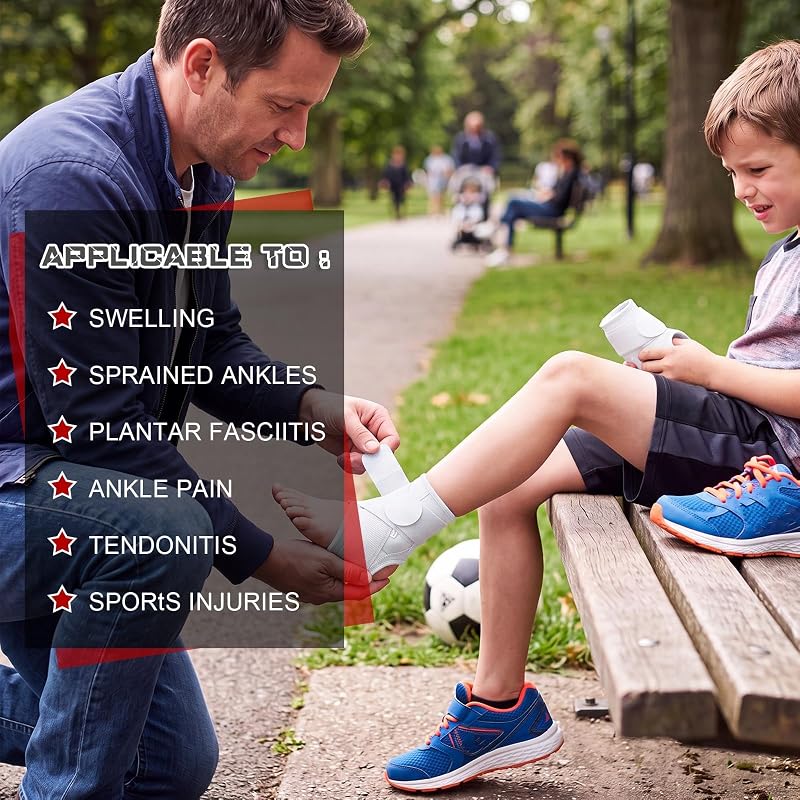 Honoson 2 Pcs Kids Ankle Braces - White, Size S (White+S) Youth Ankle Support for Sports