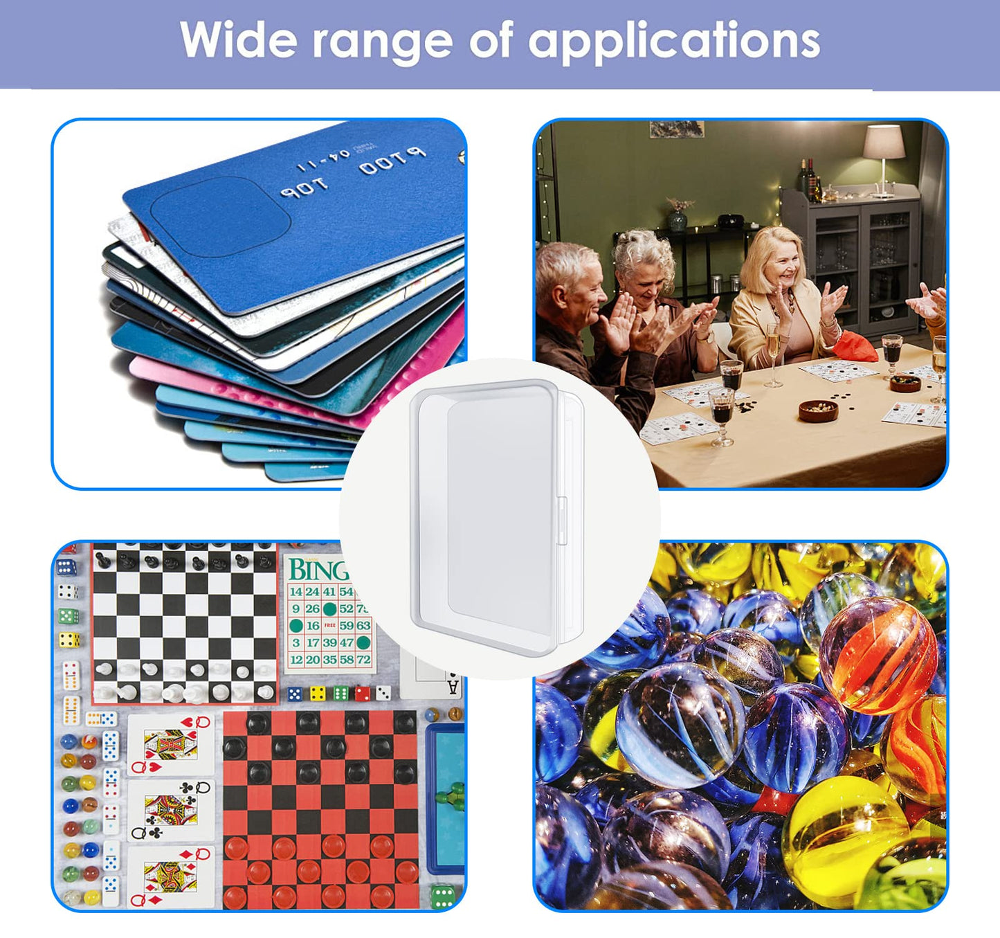 IOUKUKI 4 Pcs Blank Playing Card Cases, Clear Plastic Deck Box Holders for Game Cards & More