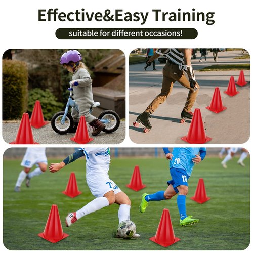 MIVERYEA Cones Sports for Kids Small Training Cones Set for Soccer Practice 24 Pack 7 Inch Agility Field Marker for Football Basketball Drills Plastic Baseball Cone