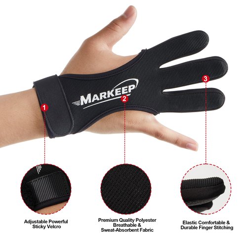 MARKEEP Archery Gloves 2 Pack Shooting Hunting Leather Guard 3-Finger Guard for Youth Adult Man Woman and Beginner Recurve Arrow Bow Archery Protective Gear Accessories