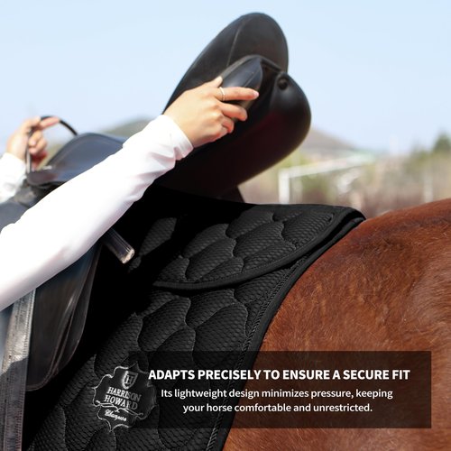 Harrison Howard Mesh Riding Half Pad for English Saddle Comfortable Cushioning Horse Saddle Pad Reduce Pressure on Horse?™s Back Shock Absorbing Riding Pad Black