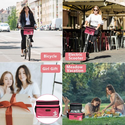 MeiMeSu Bike Handlebar Bag Waterproof Bike Basket Front with Touch Screen Phone Holder,Bicycle Frame Bag Bicycle Basket Insulated Beach Cooler Lunch Bags Mesh Pocket, E-bike Pouch for Cycling Outdoor