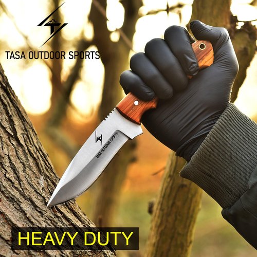 Fixed Blade Knife – Handmade 9" Skinner Hunting Knife For Men With Olive Wood Handle, 1095c Steel Full Tang Bushcraft Knife With Sheath, For Camping, Survival and Outdoor Use