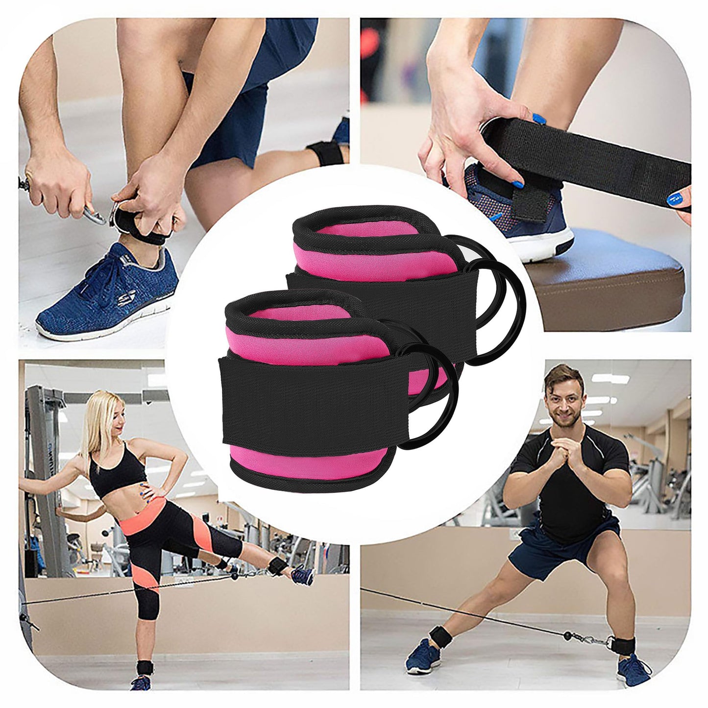 Langmeil Ankle Strap for Cable Machine, Glute Kickback, Rose