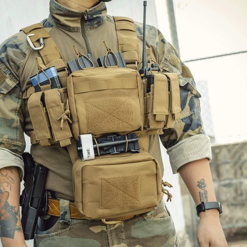 VISMIX Tactical Chest Rig, Adjustable & Detachable Chest Rig Molle Military Chest Bag Pack with Magazine Pouch for Men Hunting Shooting Coyote Brown