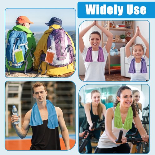 Kuihaazi 10 Pack Cooling Towels,40"x12" Neck Face Cooling Towels,Soft Breathable Chilly Towel for Women,Men,Sport,Yoga,Golf,Gym,Camping,Running,Fitness