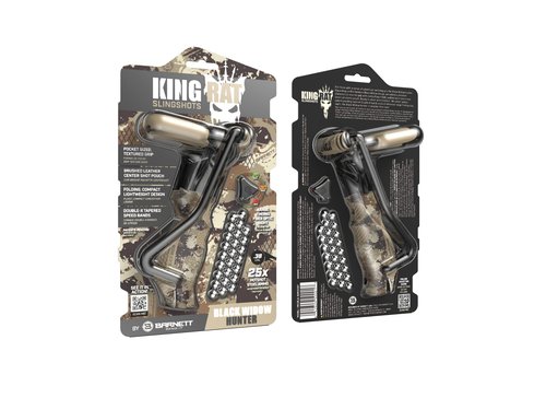 Barnett King Rat Slingshots, Black Widow Hunter Slingshot, Includes Double-X Tapered Speed Bands, Hotshot .38 Caliber Ammo, & Brushed Leather Pouch