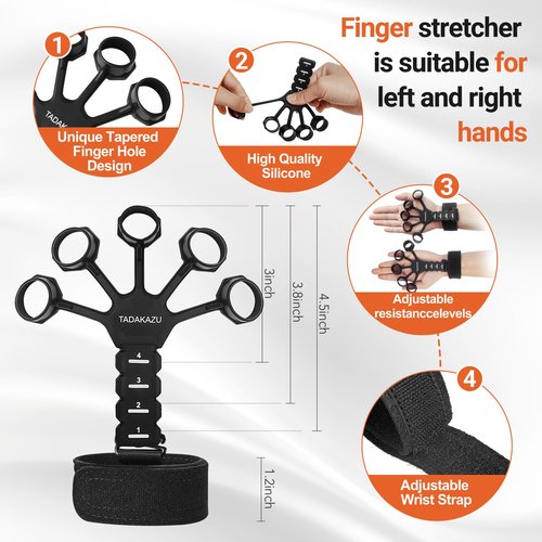 TADAKAZU Grip Strength Trainer Kit (5 Pack) Adjustable Resistance Hand Gripper,Finger Exerciser,Hand Extension Exerciser,Stress Relief Ball and Forearm Workout Ring for Muscle Building Injury Recover