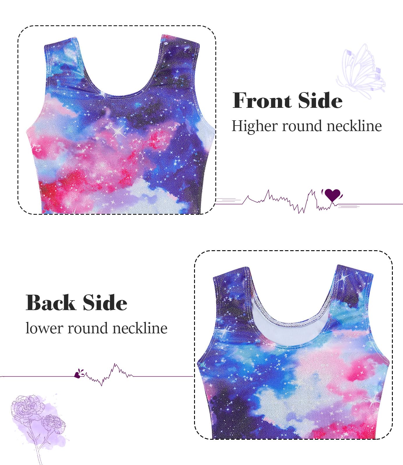 Vogseek Sparkly Gymnastics Leotards for Girls 6 7 Years Cute Galaxy Shiny Ballet Dance Unitards Biketards with Hair Scrunchie Kids Tumbling Shorts Activewear Clothes, Rainbow Stars