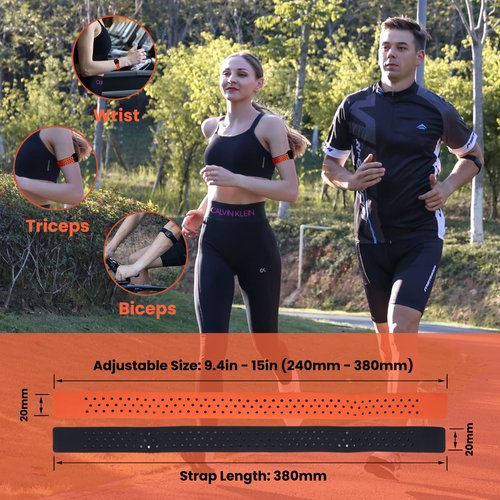 LIVLOV V11 Heart Rate Monitor Replacement Armband Strap - 20mm Adjustable Arm Belt Replacement Compatible with OTF, Orange Theory, OTBeat Burn Optical HR Sensor