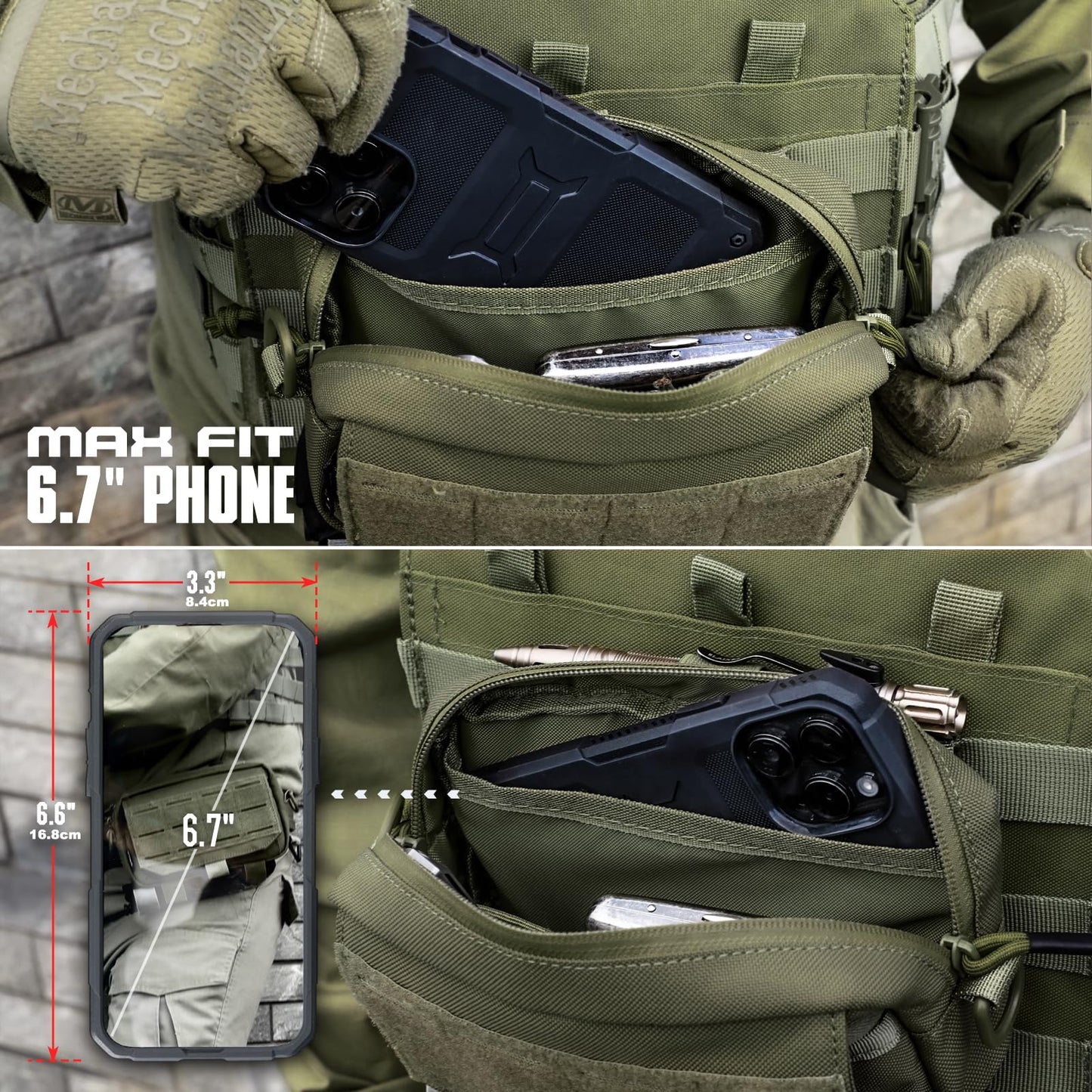 WYNEX Tactical Molle Admin Pouch,Tactical EDC Bag Utility Laser Cut EDC Tool Pouch Bag Annexes with American Flag