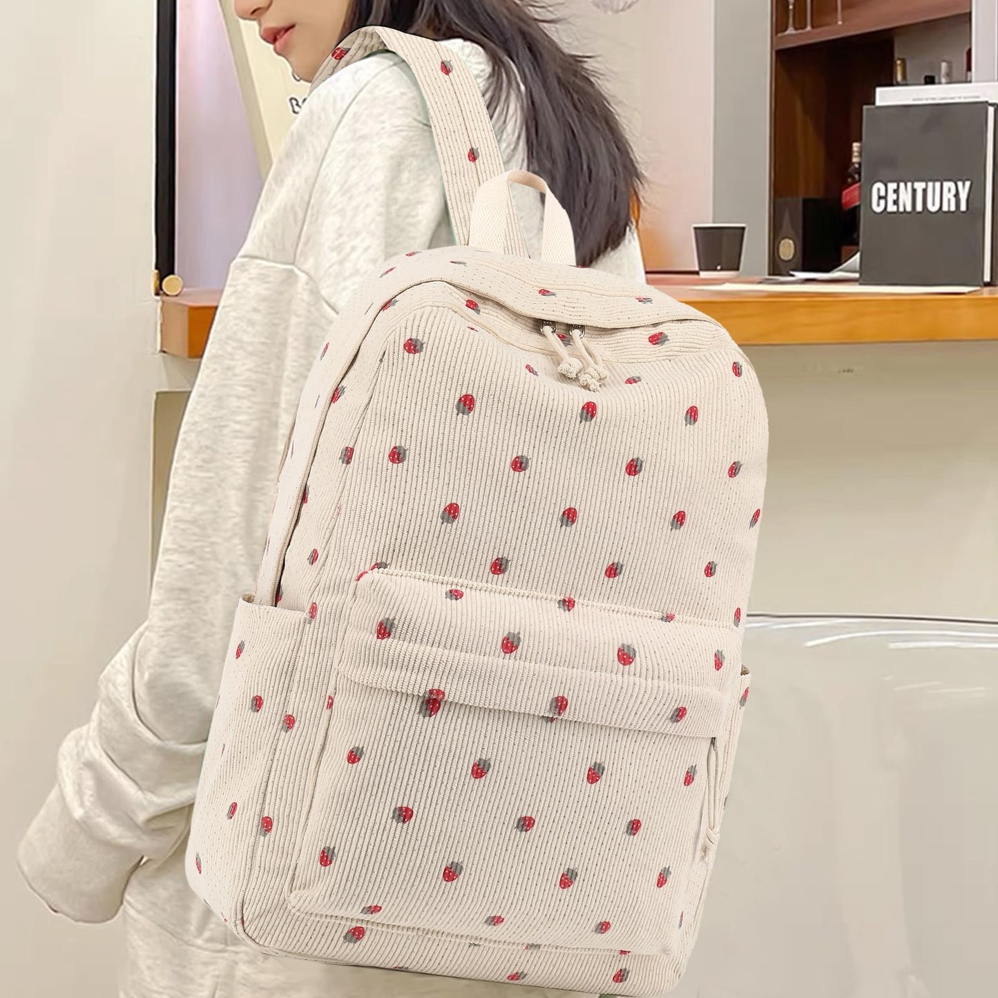 Bluboon Backpack for School Girls Women, Cute Corduroy Laptop Bookbag for Kids Teens, Durable Girls Lightweight Backpack