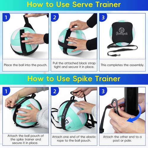 focopot Volleyball Training Equipment Aid,Solo Serve & Spike Trainer to Practice Block,Hit, Set and Pass,Volleyball Practice Equipment Gifts for Beginners & Pro