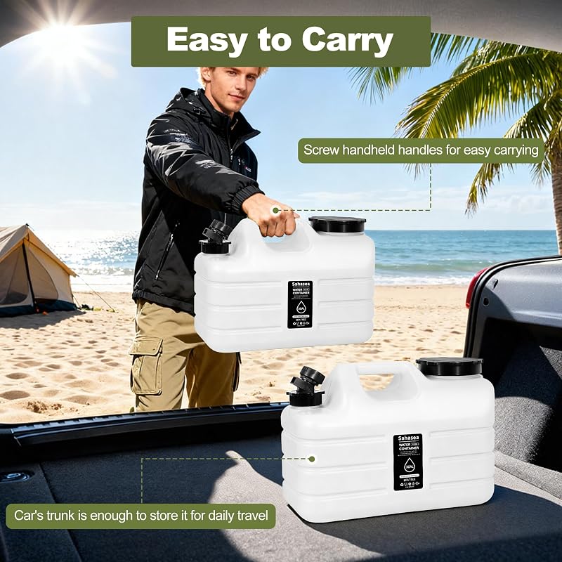 3 Gallon BPA-Free Water Jug with Leak-Proof Lid for Camping - Portable White