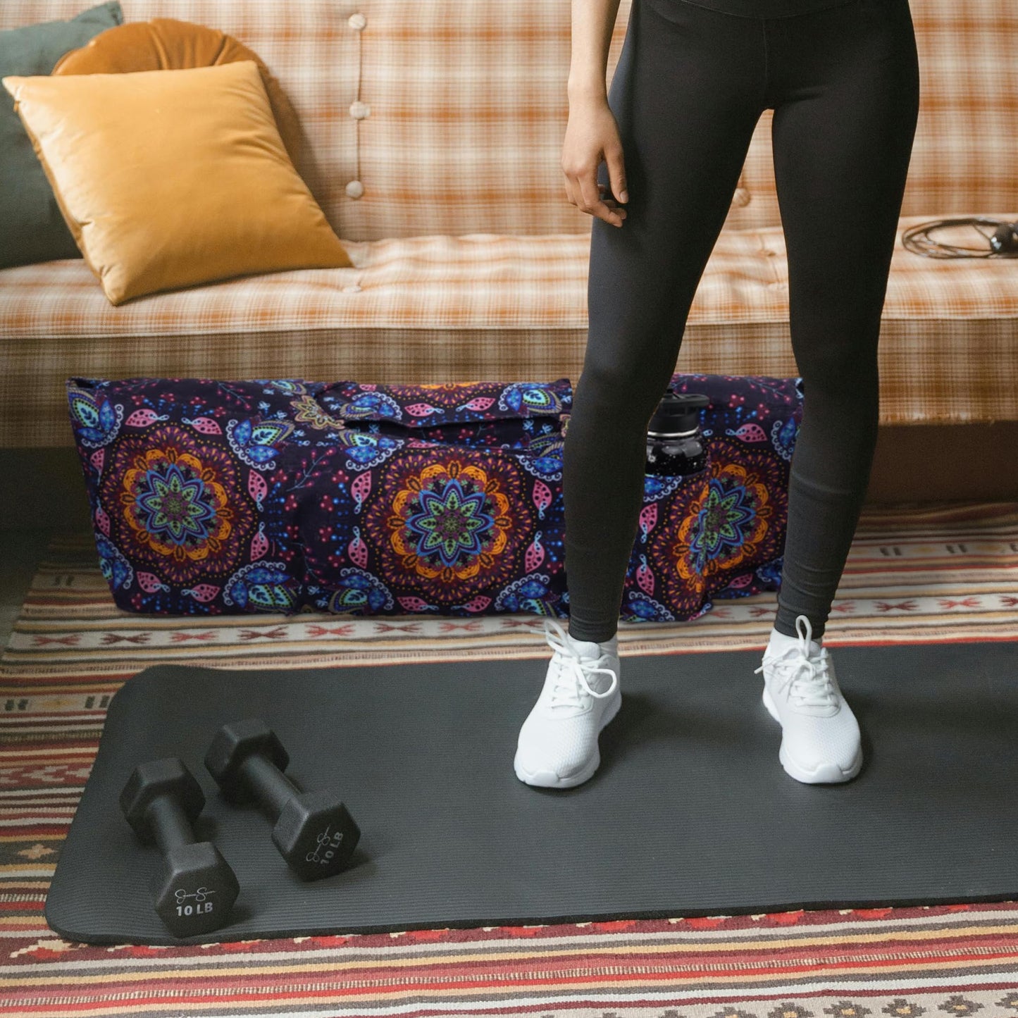 jswuffx Large Yoga Mat Bag Yoga Bags and Carriers Fits All You Stuff and Most Size Mats, Yoga Tote Bag with YogaMat Strap, Elastic Pockets and Zipper Pockets