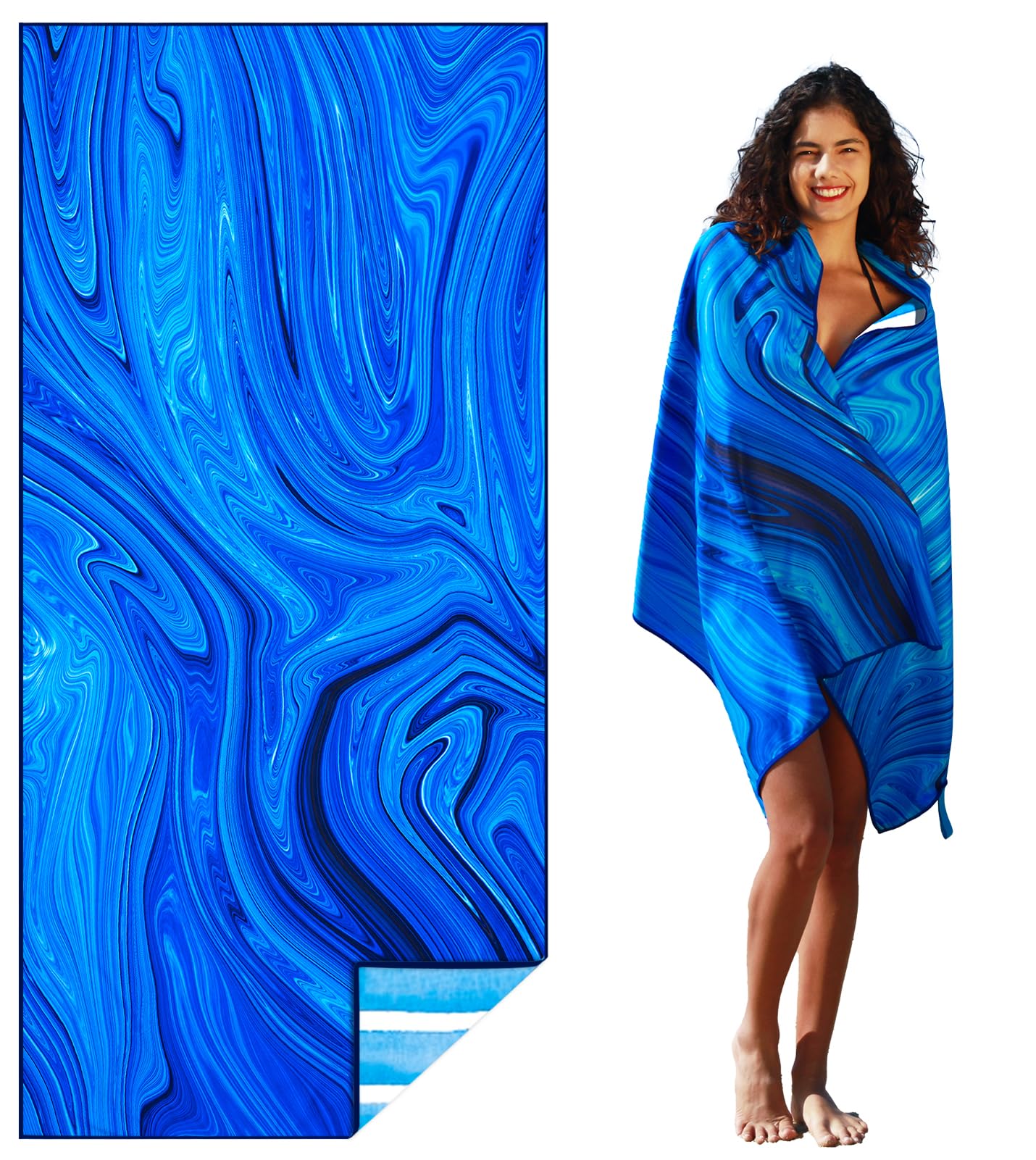 Microfiber Lightweight Beach Towel Sand Free Quick Dry Absorbent Thin Compact Towels for Swimming Pool Camping Beach Accessories Large Easy Pack Travel Things for Vacation Essentials Gift Adult