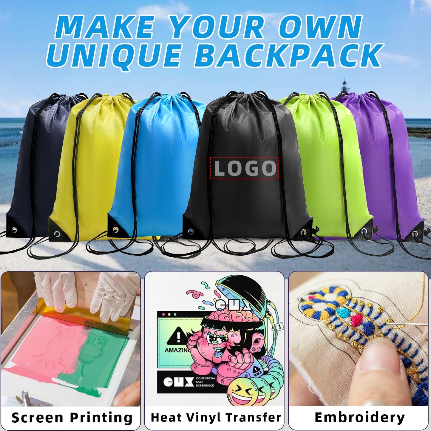 WSBArt Drawstring Backpack 6 Pcs Drawstring String Bags Draws Tring Backpack Waterproof Sports 6 Colors for Men Women