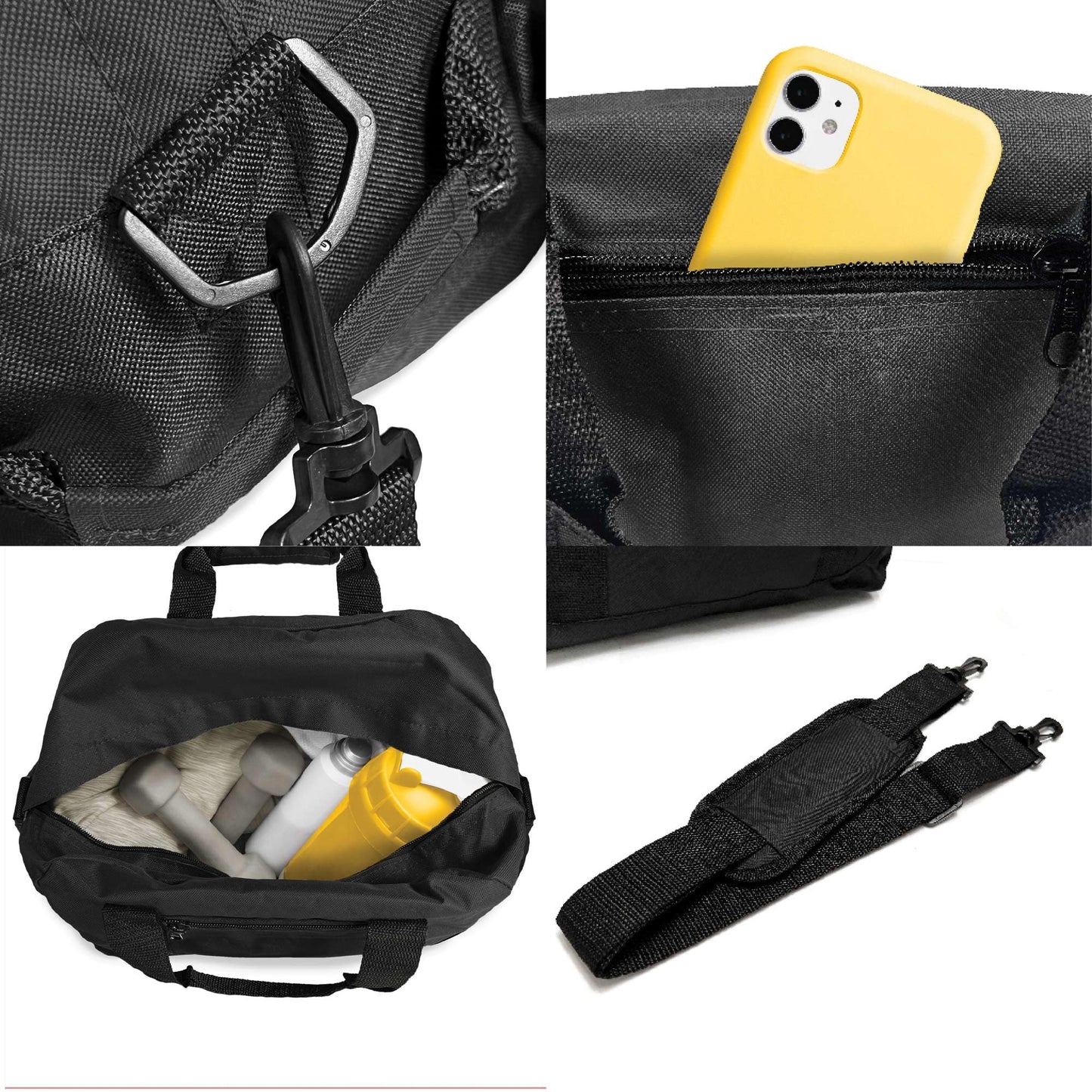 Dalix 14" Small Duffle Bag Two Toned Gym Travel Bag in Black