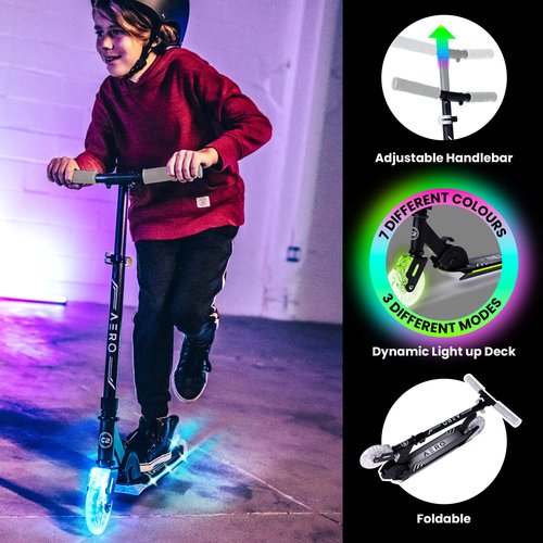 Aero Scooter for Kids 5-7, Boys & Girls 2 Wheels Kick Scooter with Dynamic Lights, Foldable & Height Adjustable