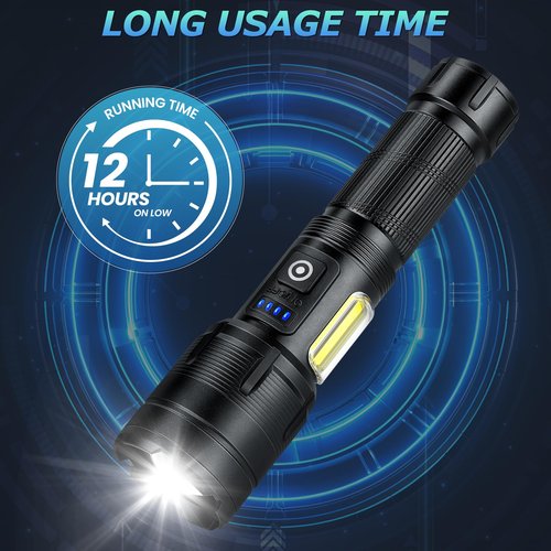 Rechargeable LED Flashlights High Lumen,990,000 Lumens Super Bright Flashlight,Powerful Flash Light 7 Modes with COB Work Light Waterproof for Home Outdoor Camping Hiking