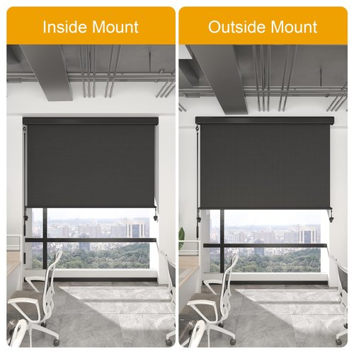 Outdoor Roller Shade with Aluminum Valance, (10'W X 8'H) 420GSM New Material Patio Shade with 95% UV Blockout, Outdoor Blinds with Crank Handle for Shading, Privacy Protection, Black