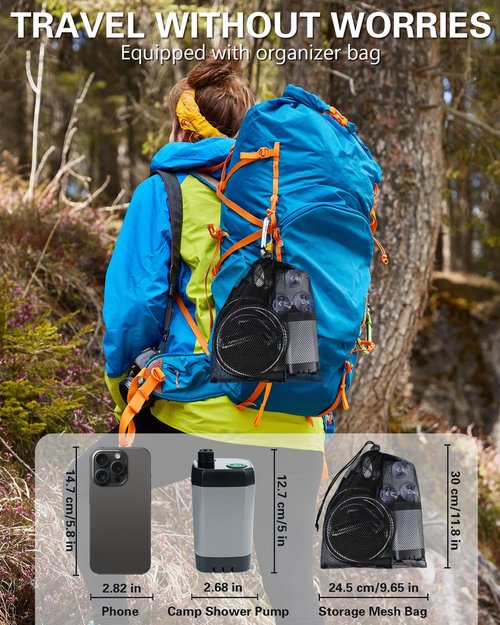 Beviliu Portable Shower, 6000mAh Rechargeable Portable Shower for Camping with USB Cable Outdoor Shower Portable Shower Head, Car Camping Gear, Pet Bathing Dog Shower, Portable Camping Shower