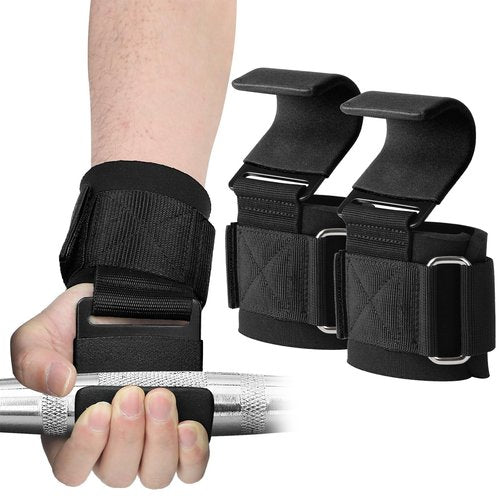 SPORTIC Weight Lifting Hooks (Pair) - Heavy Duty Lifting Wrist Straps, Hand Grip Support for Deadlifts, Pull Ups, Shrugs, Weightlifting Hooks Gym Gloves for Men and Women