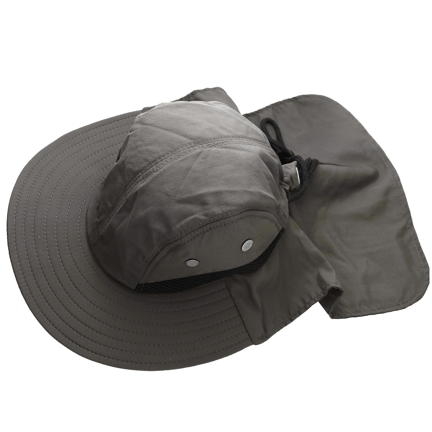 Falari Outdoor Sun Hat, Wide Brim with Neck Flap, Safari Hiking Gardening Fishing Hat - Gray