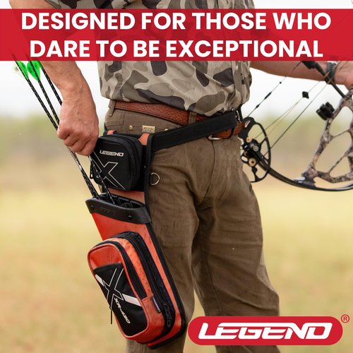 Legend XR430 Hip Quiver for Arrows - Premium Arrow Quiver with Removable Release Pocket, Durable Archery Quiver with Storage Compartment for Accessories & Tools, Arrow Holder - Orange