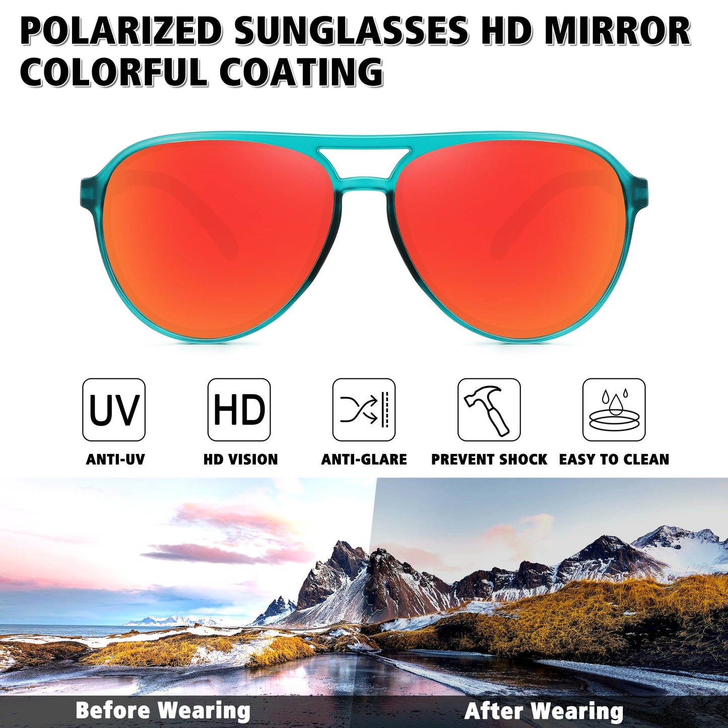 STORYCOAST Polarized Aviator Sunglasses for Men Women Classic Retro Aviators Sports Driving Running Sun Glasses