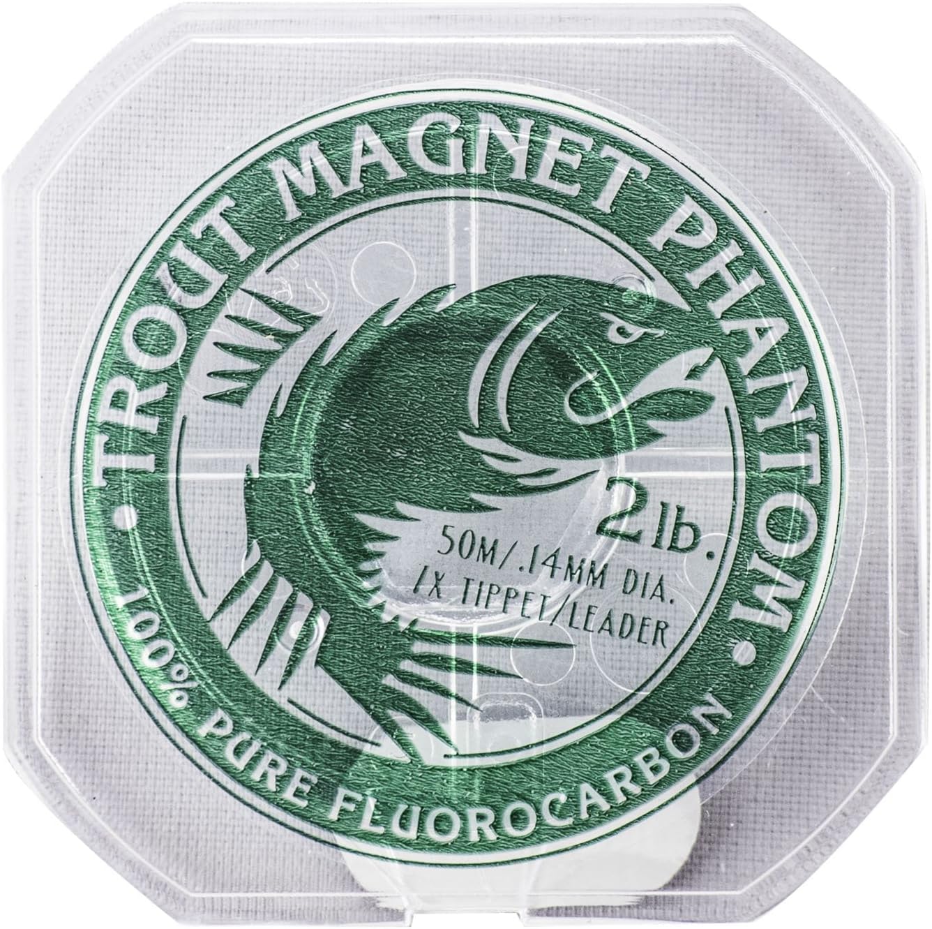Trout Magnet Phantom Fluorocarbon Leader, 4 lb (5x), Ultra-Invisible, 100% Fluorocarbon Clear Leader Line (Tippet) for Trout & Clear Water Fishing, 50m Spool