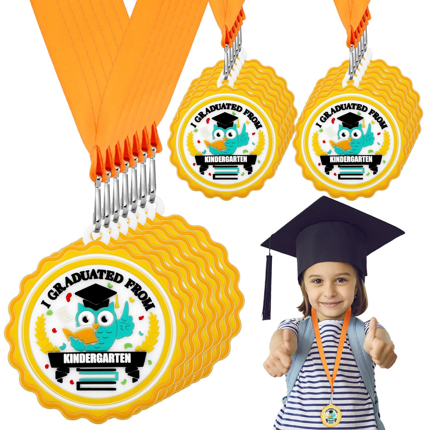 Blueweenly 48 Pcs Graduation Medal for Kids Award Medals with Neck Ribbon Graduation Gifts Bulk for Students Party Favors Supplies - 2 Inch(Kindergarten)