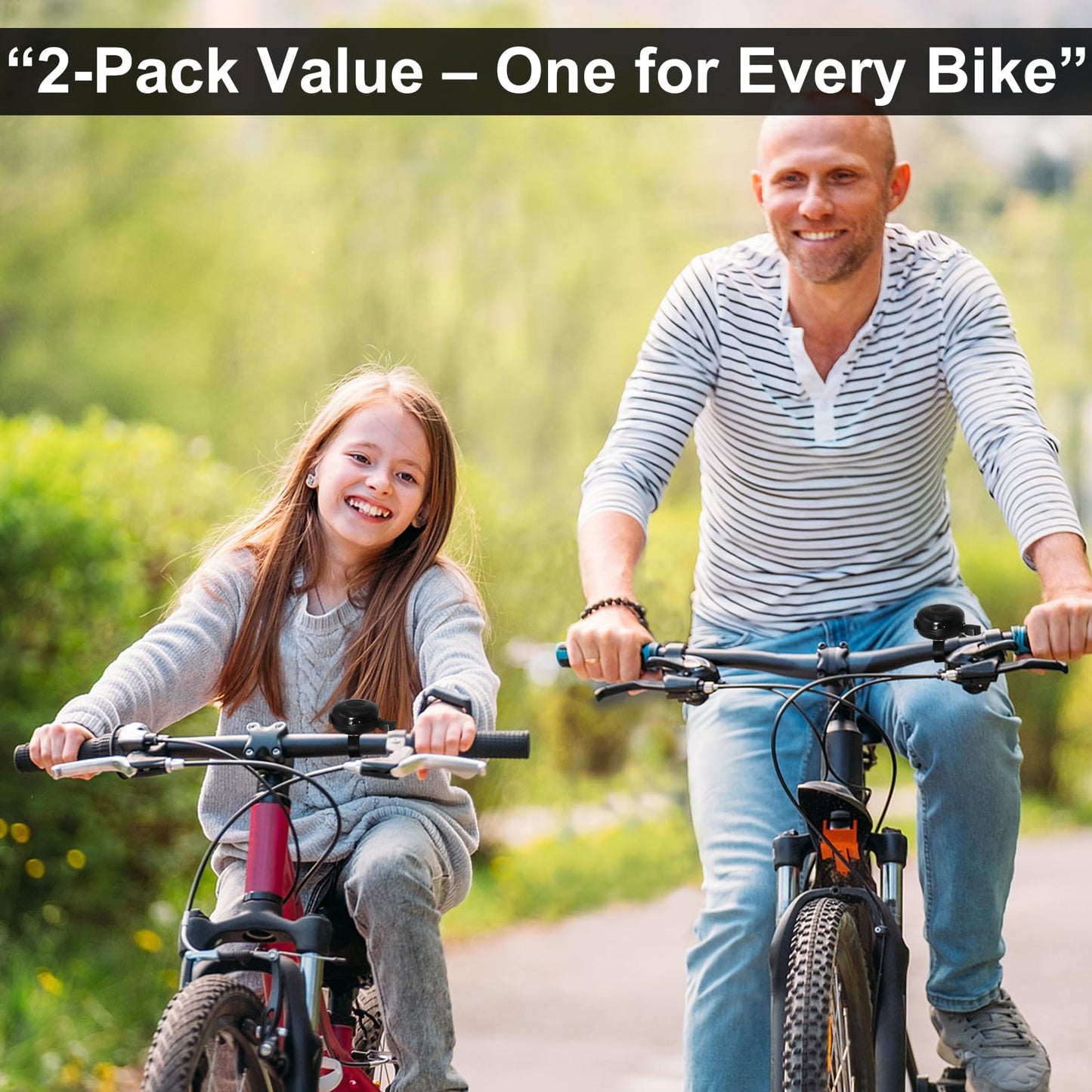 2 Pack Bike Bells for Adults, Loud Crisp Clear Sound, Durable Aluminum Alloy, Bicycle Bell for Adult Bikes, Easy to Install Cycling Accessories for Mountain Road and Commuter Safety