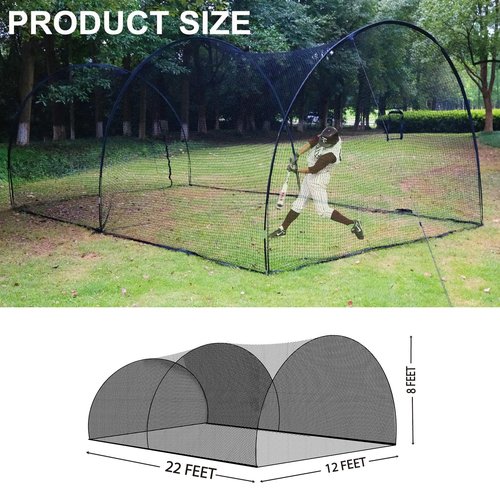 AIRHOP 22FT Portable Baseball & Softball Batting Cage for Backyard Batting Practice, Durable Large Enclosed Batting Cage with Pitching Machine Hole and Removable Door