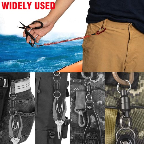 VQORAHUIX Magnetic Net Release Fly Fishing Net Retractor Magnetic Keychain, for Fly Fishing with Retractable Coiled Lanyard Carabiner