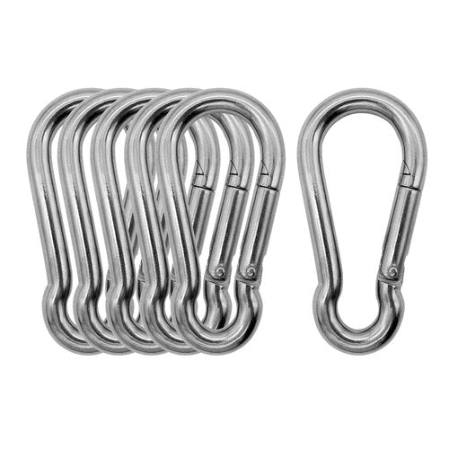 Outmate Marine Grade 316 Stainless Steel Carabiners -2.76 inch Heavy Duty, Durable & Rust-Free Clips for Gym, Swing, Dog Leashes, Hammocks, Keychains, and More(316 M7,Pack of 6)
