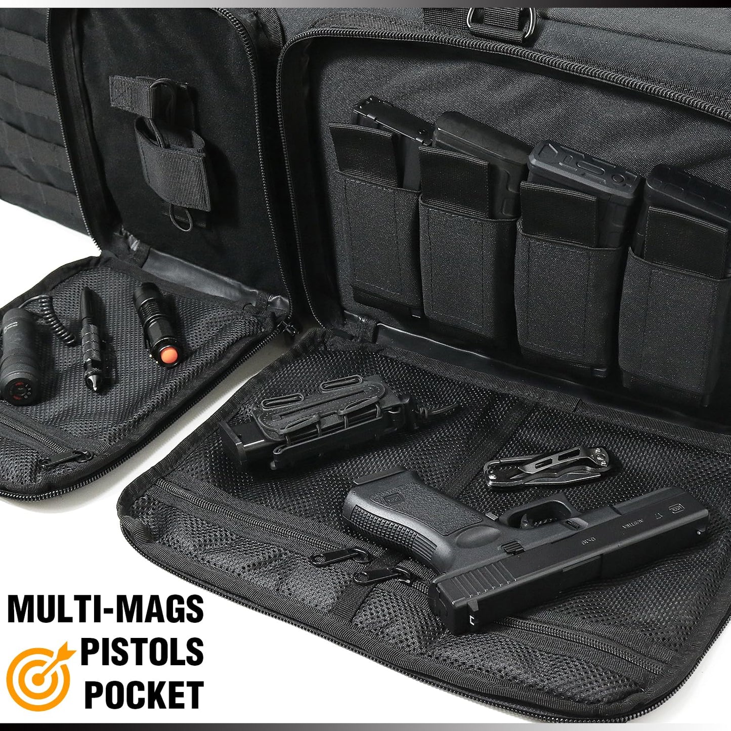 DBTAC Urban Classic Tactical Double Long Gun Bag Soft Rifle Case Pistol Transportation Case w/Backpack Strap for Range Shooting Outdoor Hunting (Black, 32" x 12“ Double Rifle Case)